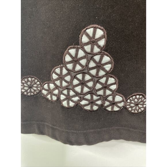 Anthropologie Odille Women Flare Skirt Brown Suede Cut Out‎ Detail Size 6 Preppy - Picture 3 of 13